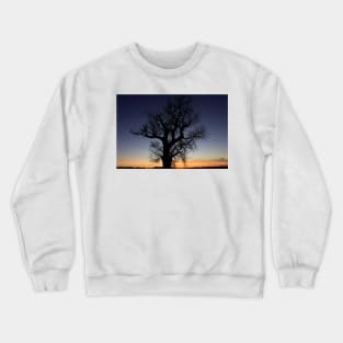 Kansas colorful Sunset with a Tree Silhouette out in the country Crewneck Sweatshirt